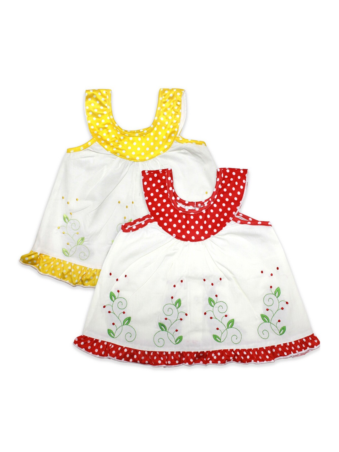 

Born Babies Pack of 2 Red & Yellow Printed Cotton A-Line Dress