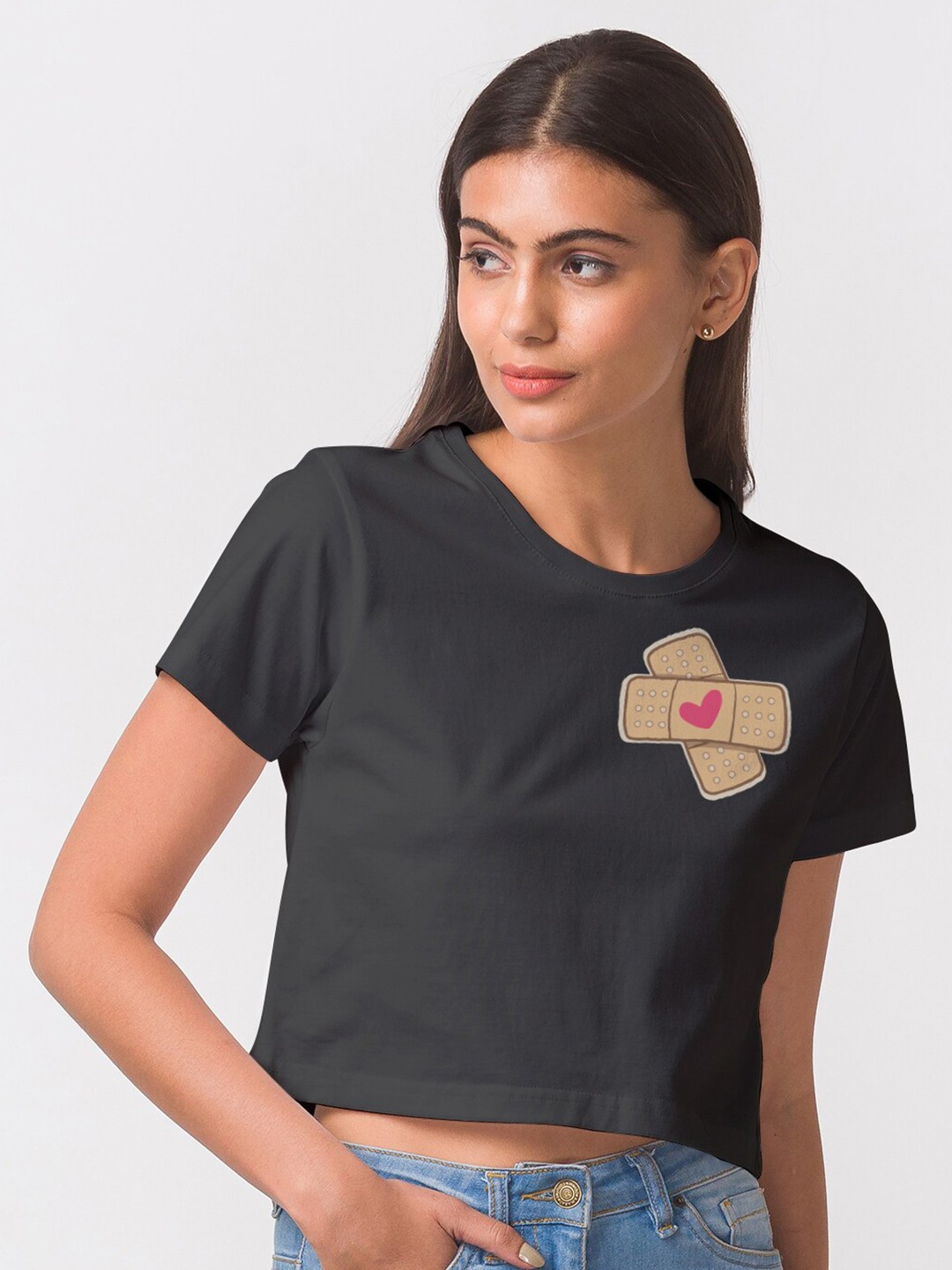 

FashionRack Women Black Printed Cotton T-shirt