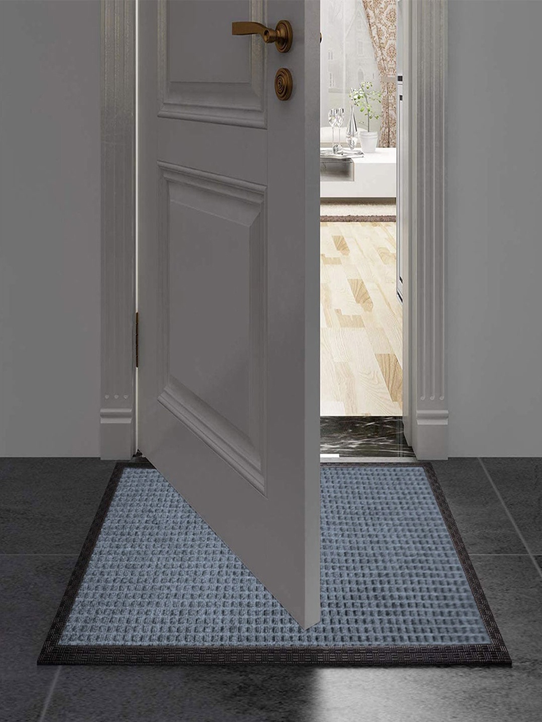 

LUXEHOME INTERNATIONAL Grey Textured Anti-Skid Doormats