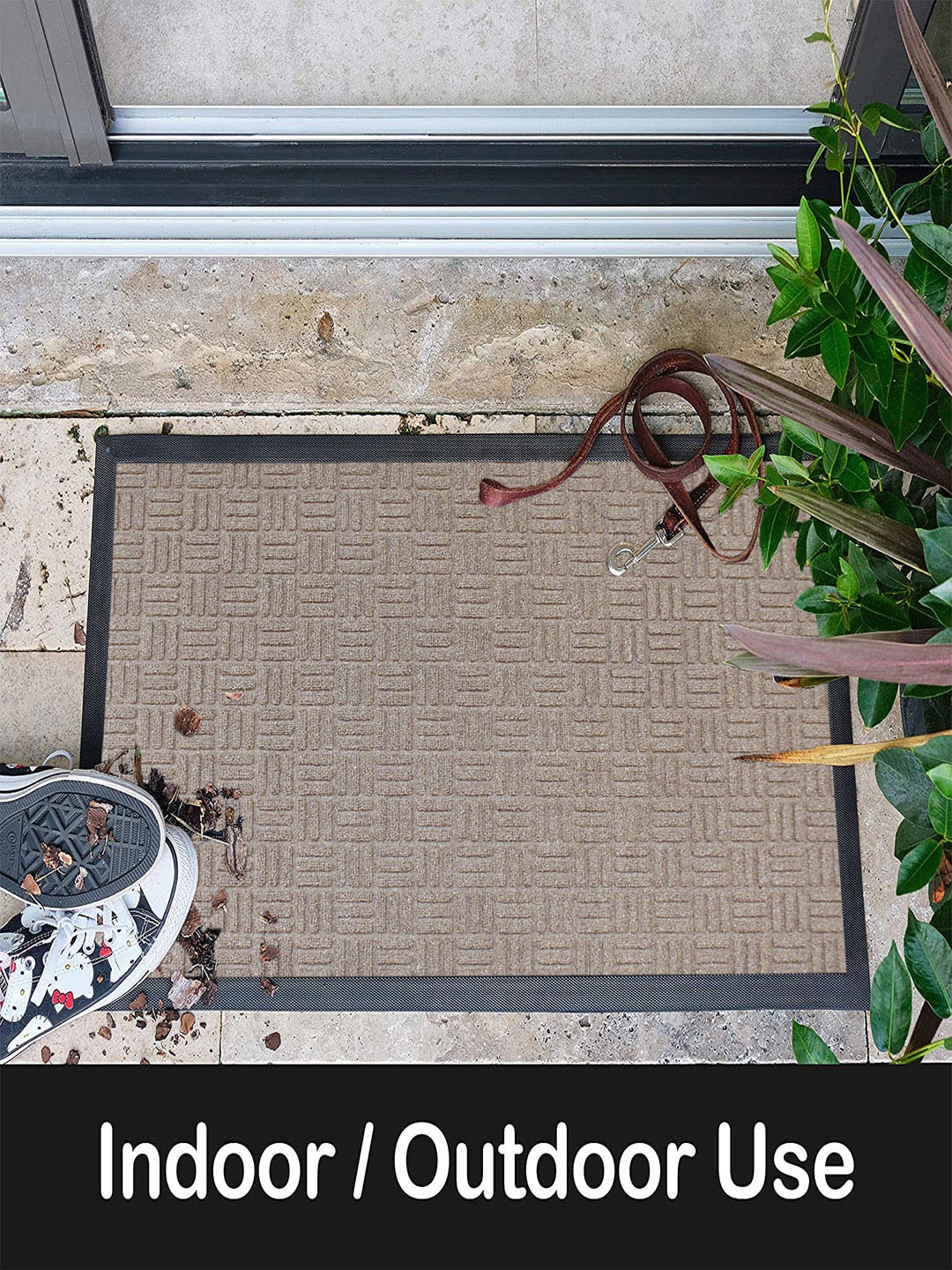 

LUXEHOME INTERNATIONAL Beige Printed Anti Skid Rubber Doormats