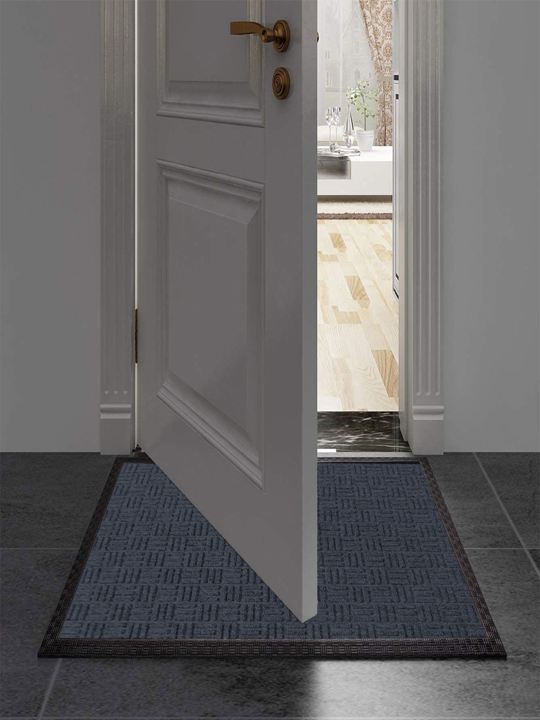 

LUXEHOME INTERNATIONAL Black Solid Pure Rubber Outdoor Mat