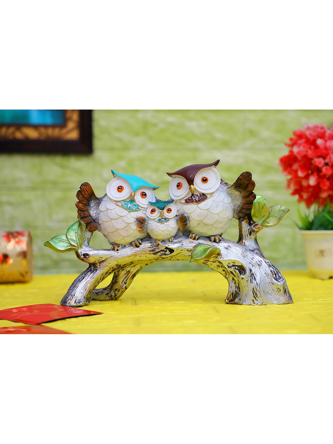 

FASHIYANOO White & Blue Owl Family Birds Showpieces