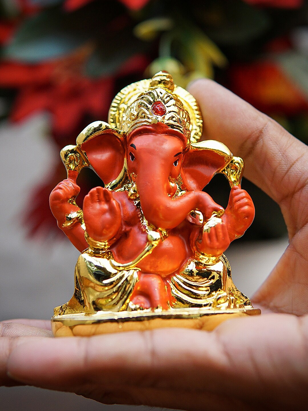 

StatueStudio Red & Gold Toned Ganesha Idol Showpieces
