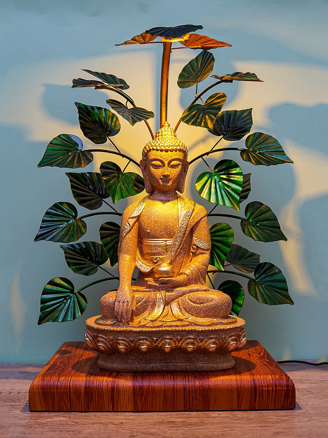 

StatueStudio Brown & Green Buddha Polyresin LED Showpieces