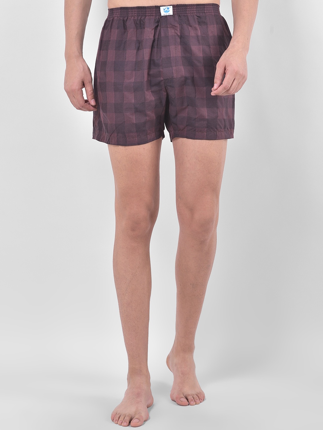 

SI2 SLIP IN 2 Men Maroon Checked Pure Cotton Boxers