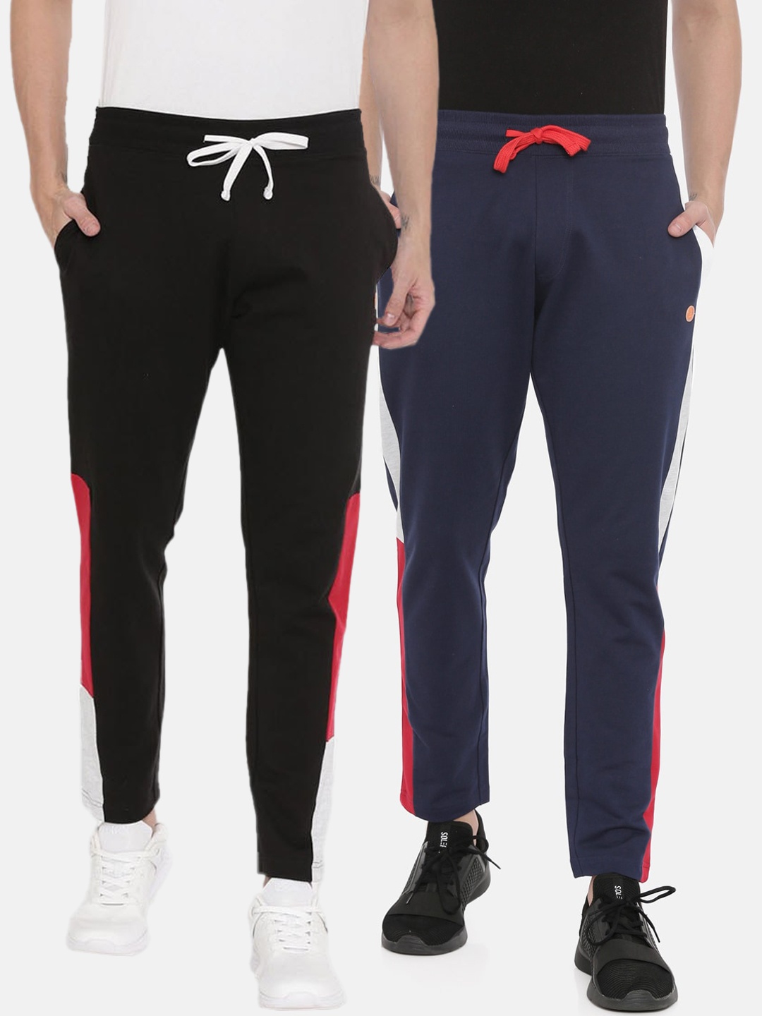 

3PIN Men Pack of 2 Slim Fit Cotton Track Pants, Black