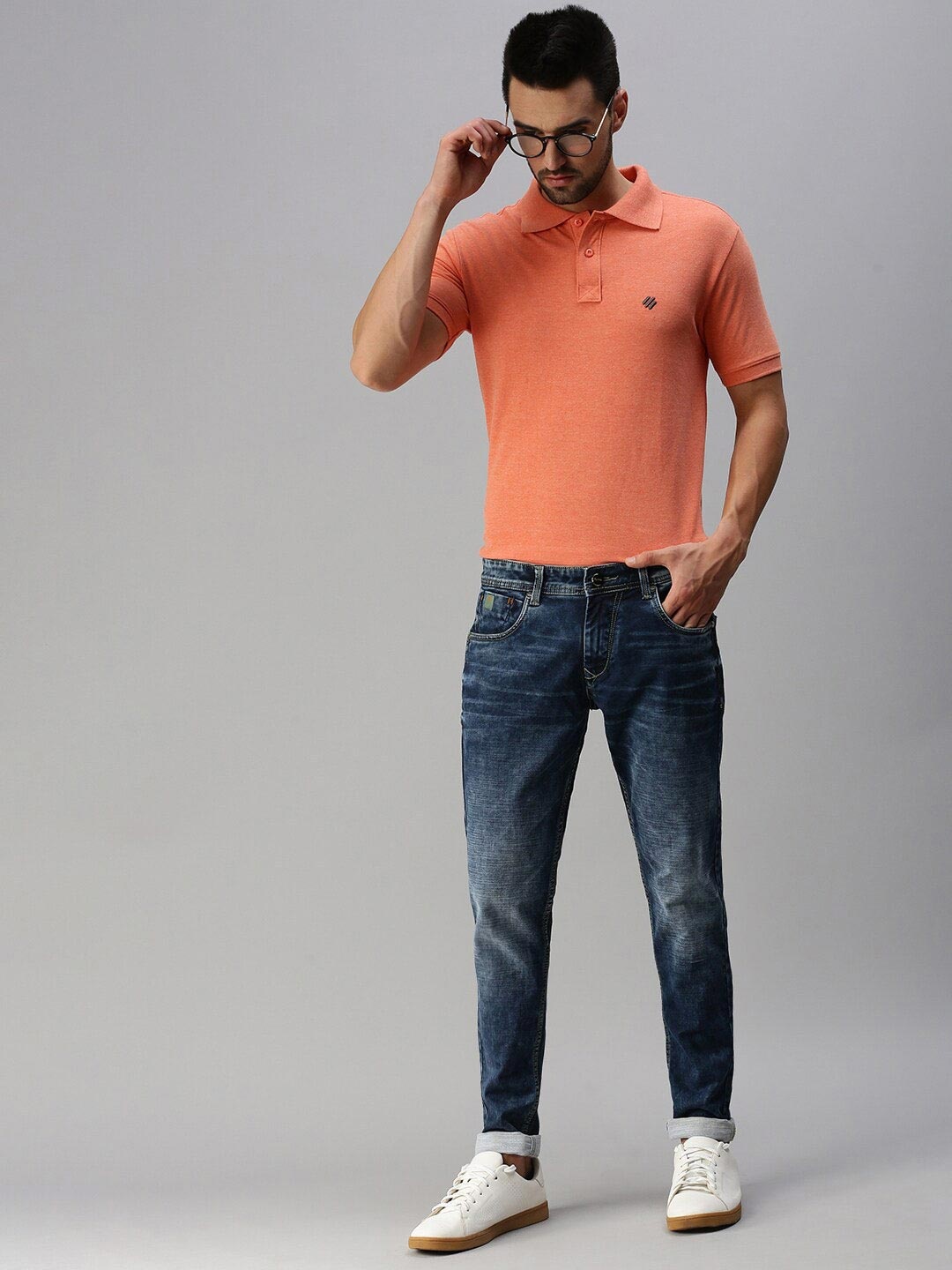 

ONN Men Orange Solid Polo Collar T-shirt