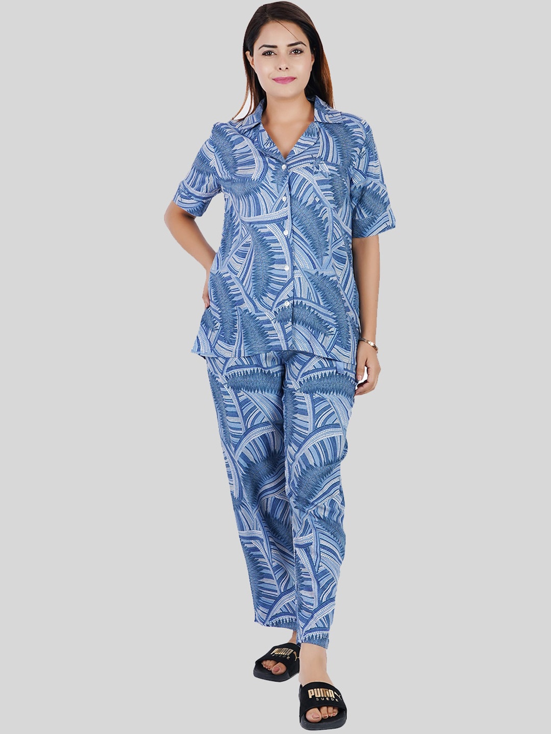 

Style Shoes Women Blue Printed Night suit
