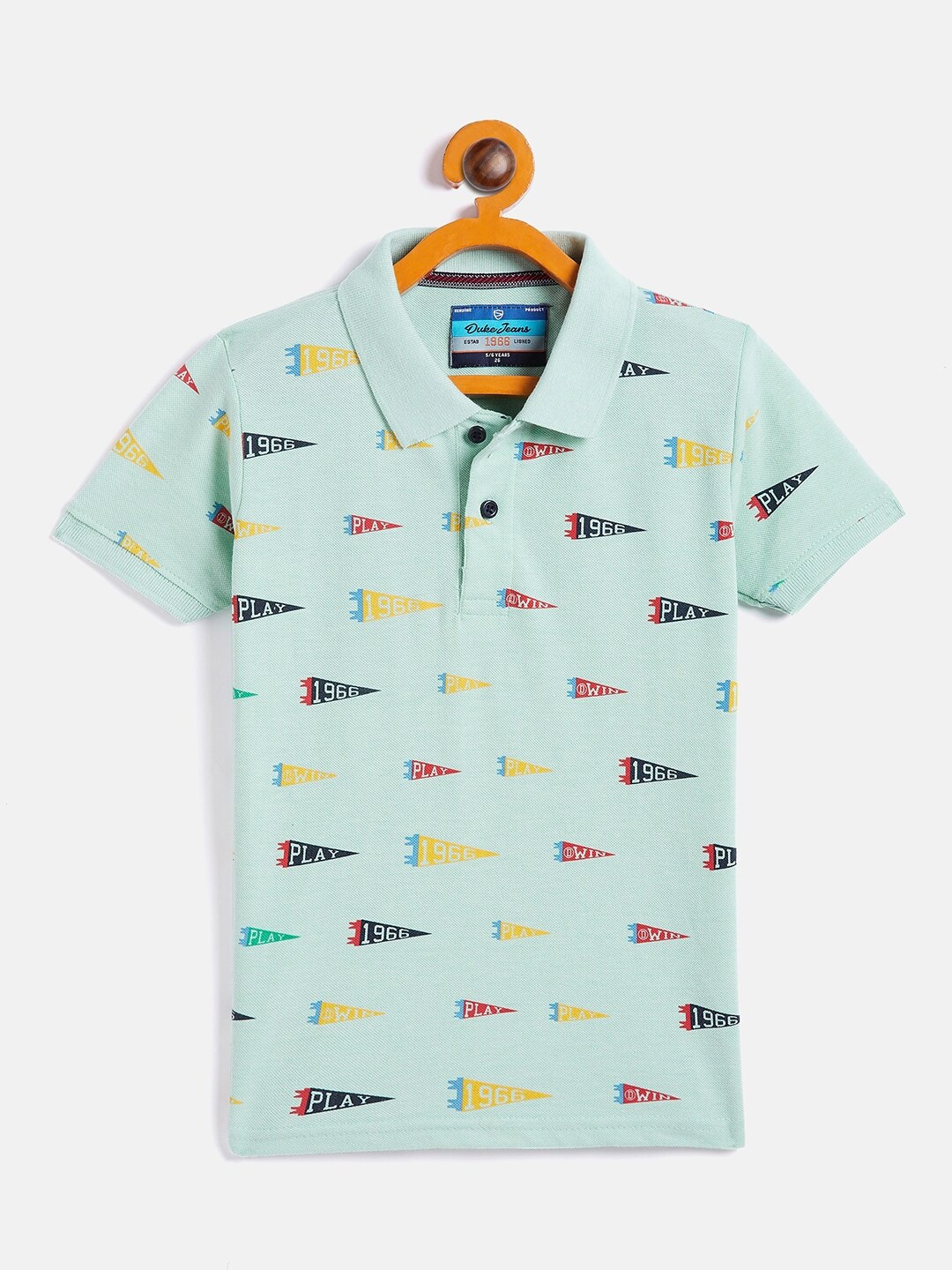 

Duke Boys Green Printed Polo Collar Slim Fit T-shirt