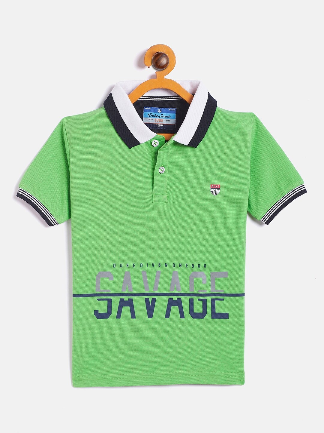 

Duke Boys Green Typography Polo Collar Slim Fit T-shirt