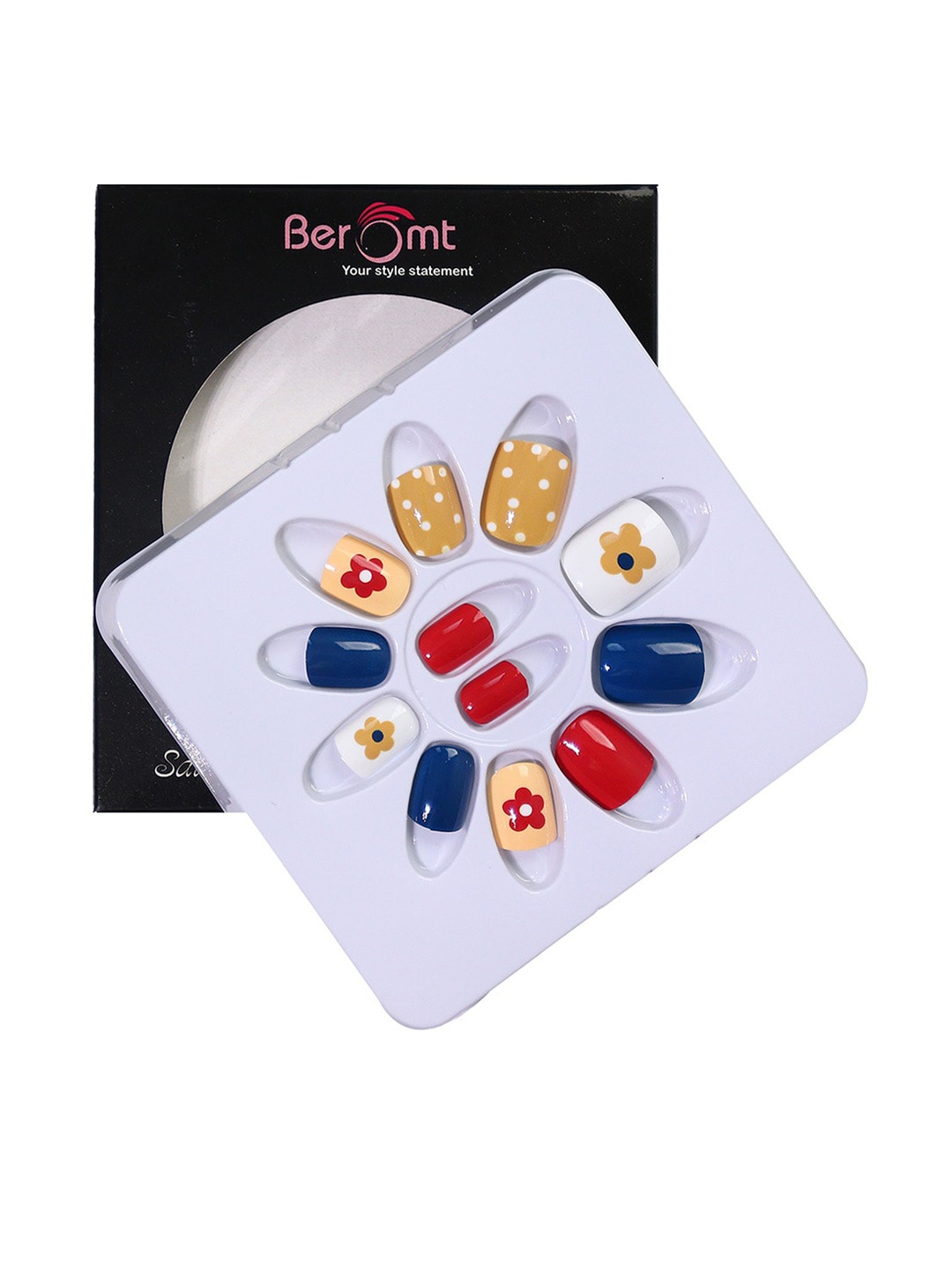 

BEROMT 12 Pcs Long-Lasting Casual Salon Finish Press On Nails - Shade 688, Yellow