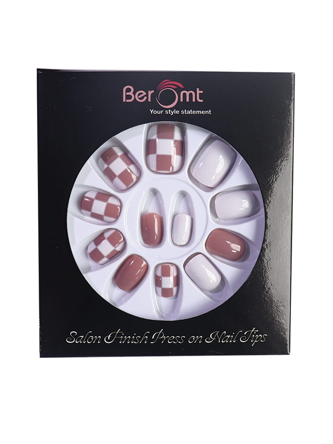 

BEROMT 12 Pcs Long-Lasting Casual Salon Finish Press On Nails - Shade 774, Pink