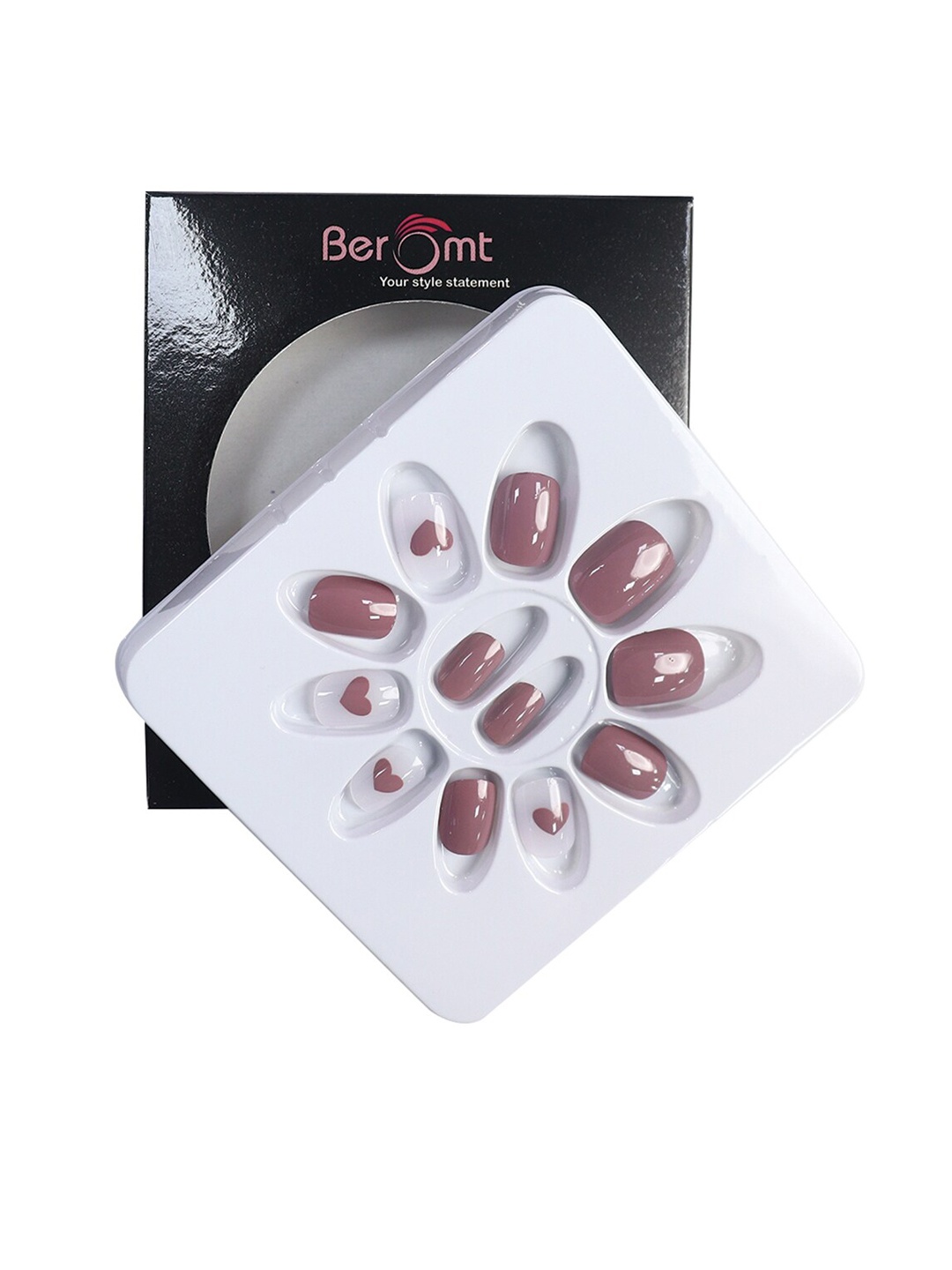 

BEROMT 12 Pcs Long-Lasting Casual Salon Finish Press On Nails - Shade 742, Purple