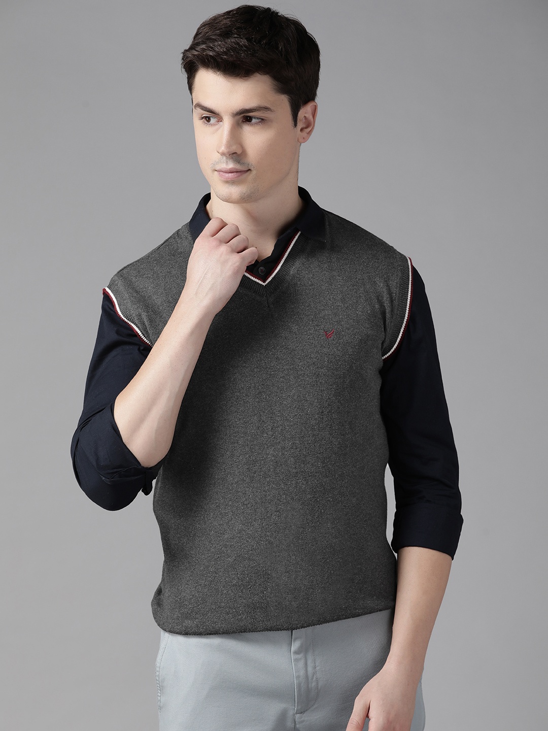 

Blackberrys Men Cotton Round Neck Knitted Pullover, Charcoal