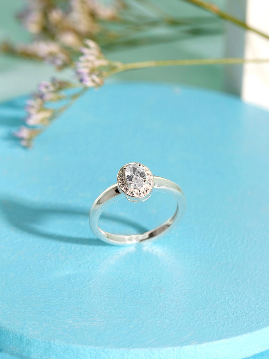 

Rubans Silver 925 Sterling Silver Adjustable The Glittery Circle of Life Ring