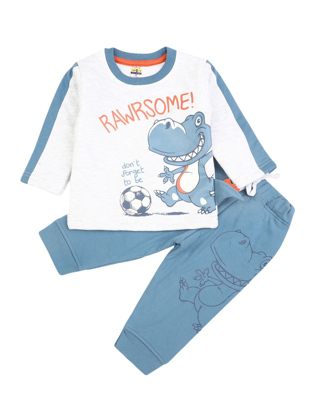 

V-Mart Unisex Kids Blue & White Printed T-shirt with Shorts
