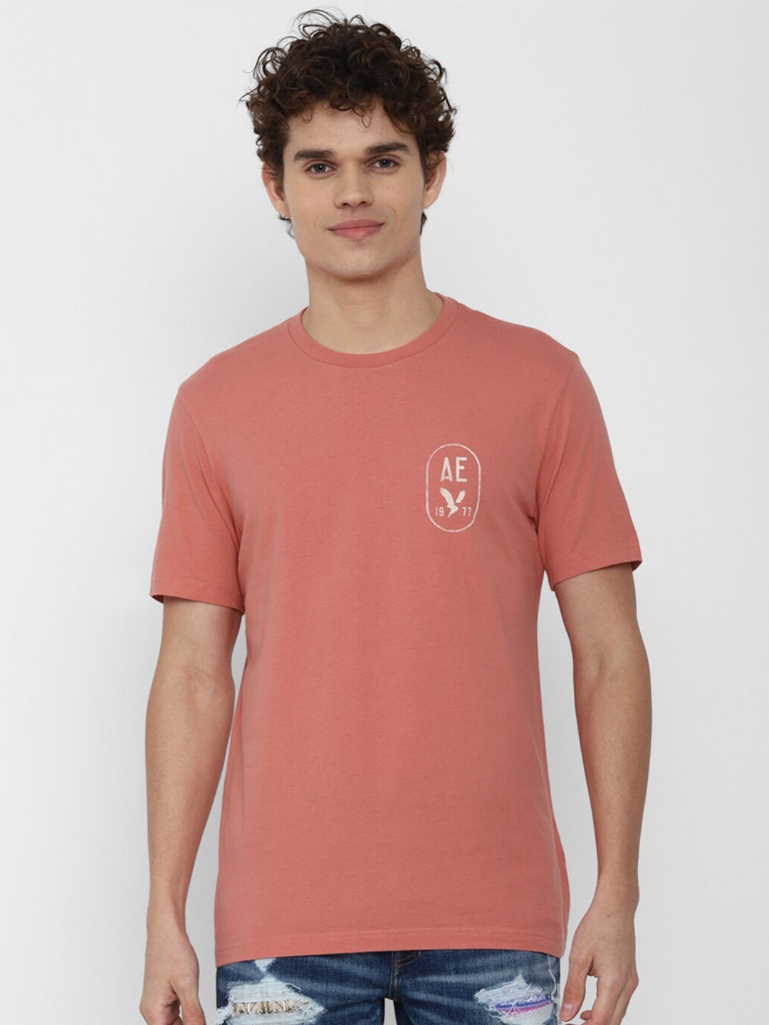 

AMERICAN EAGLE OUTFITTERS Men Pink Typography T-shirt
