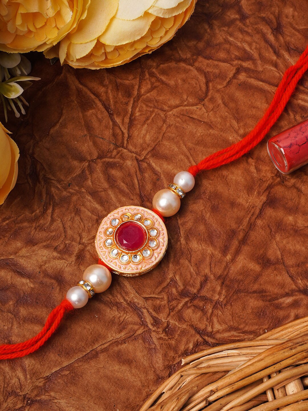 

Urmika Kundan Beaded Rakhi with Roli & Chawal, Multi