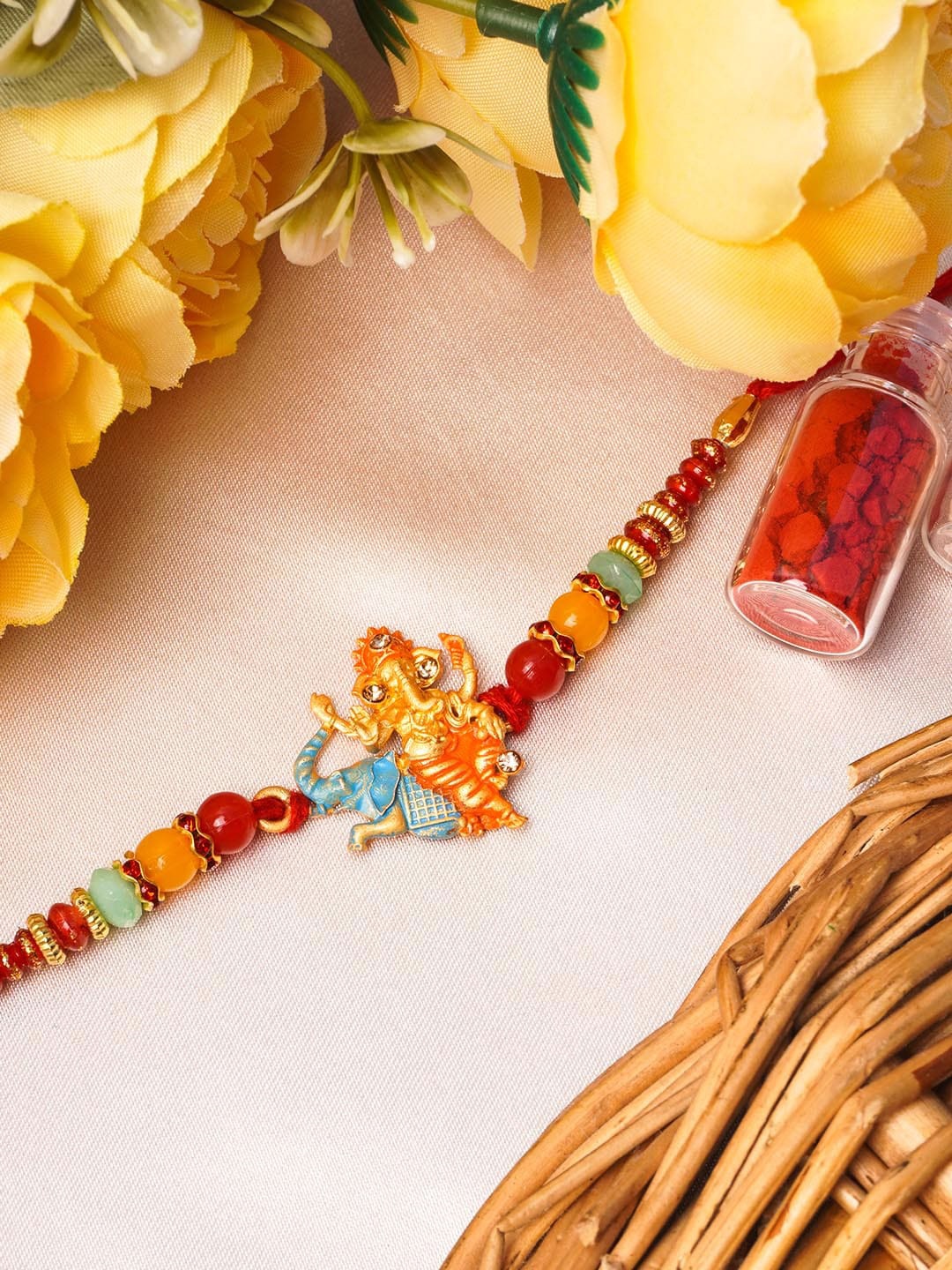 

Urmika Red & Yellow Ganesh Ji Rakhi, Multi