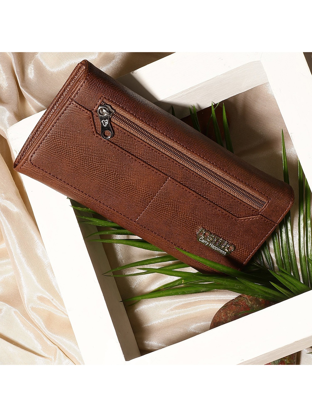 

Fostelo Brown Textured Purse Clutch