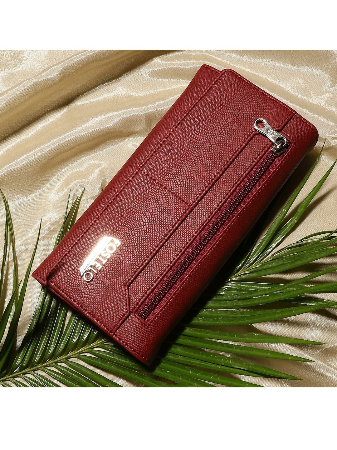 

Fostelo Women Maroon Textured PU Two Fold Wallet