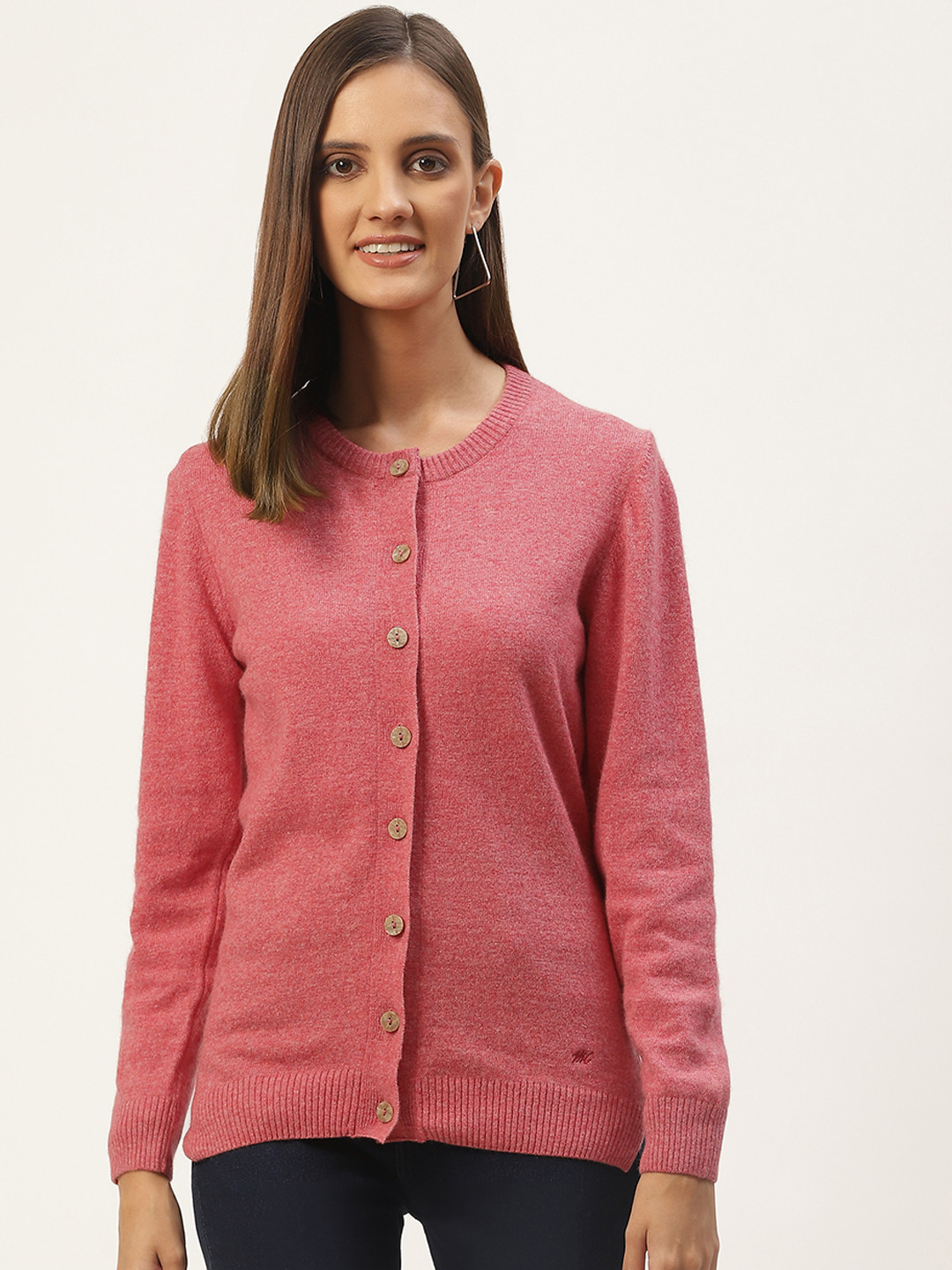 

Monte Carlo Women Pink Solid Cardigan