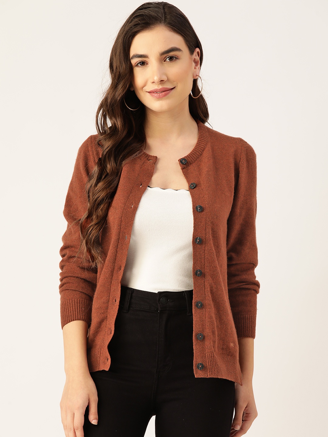 

Monte Carlo Women Brown Solid Cardigan