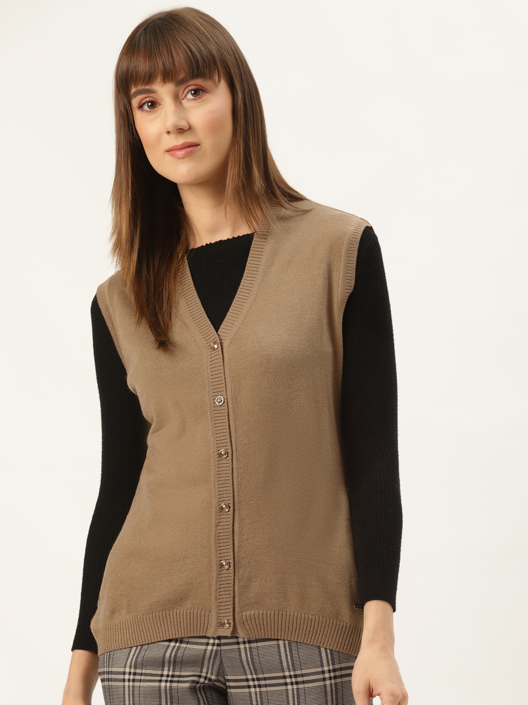 

Monte Carlo Women Brown Solid Cardigan
