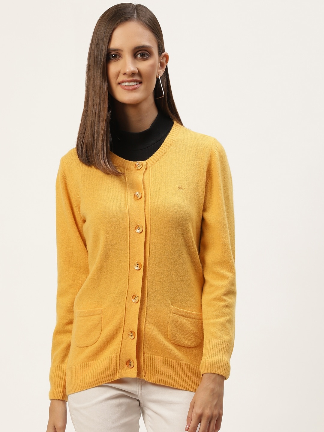 

Monte Carlo Women Yellow Solid Cardigan