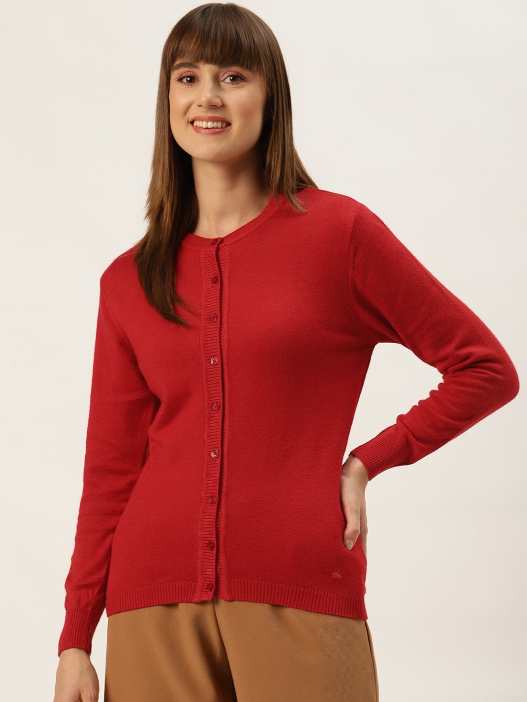 

Monte Carlo Women Red Solid Cardigan