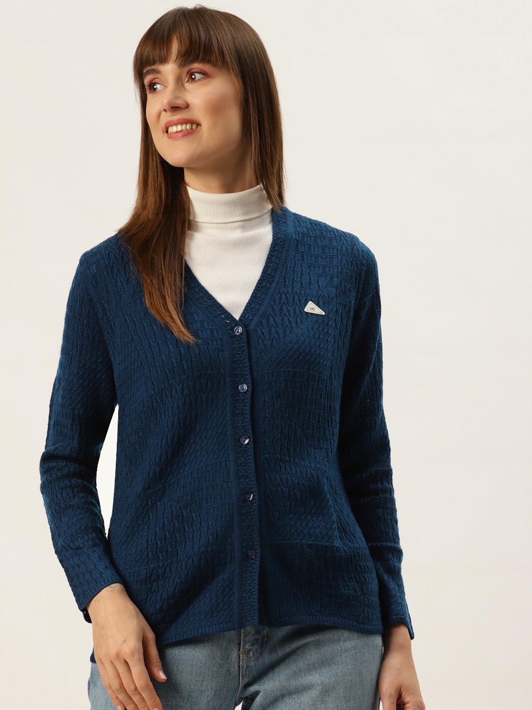 

Monte Carlo Women Navy Blue Cable Knit Cardigan