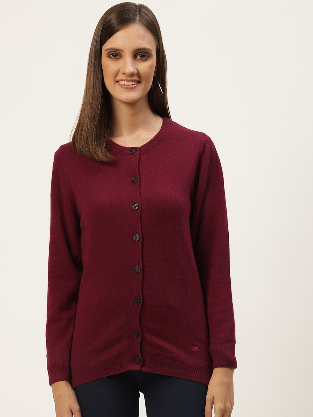 

Monte Carlo Women Maroon Solid Cardigan