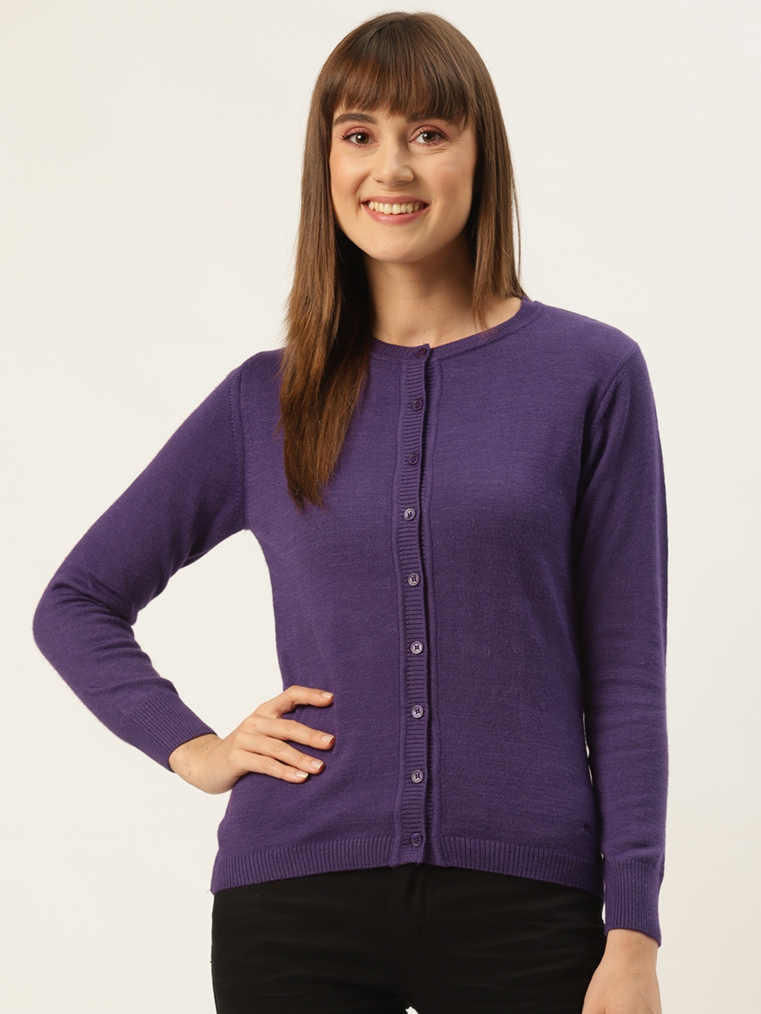 

Monte Carlo Women Purple Solid Cardigan