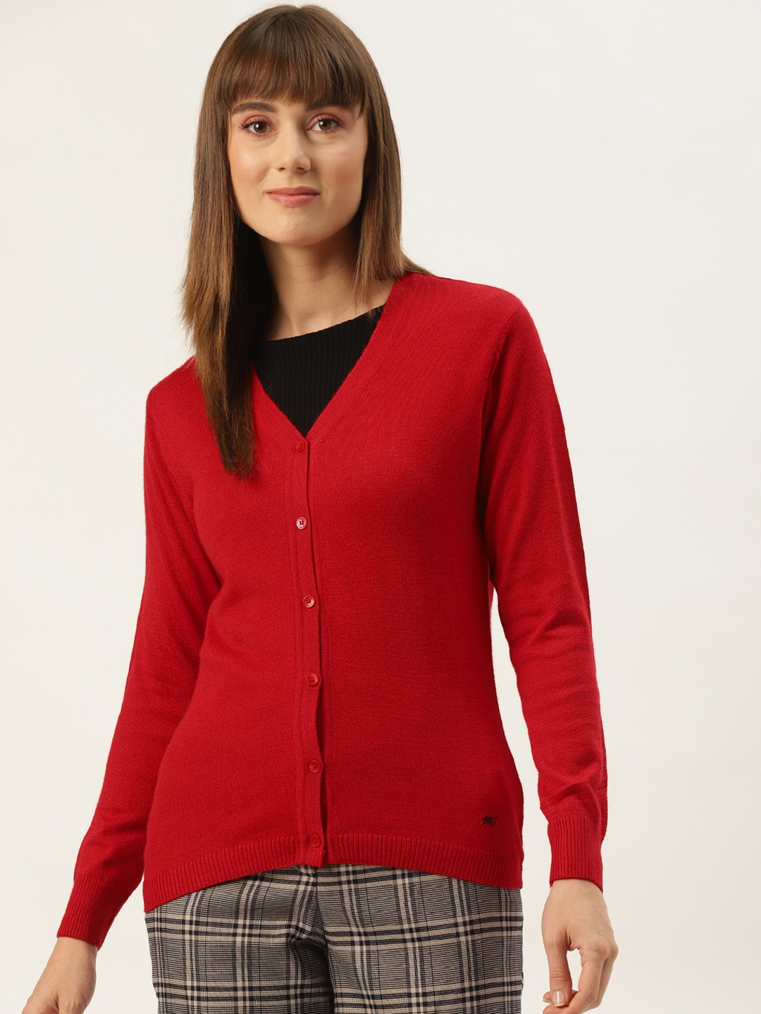 

Monte Carlo Women Red Solid Cardigan