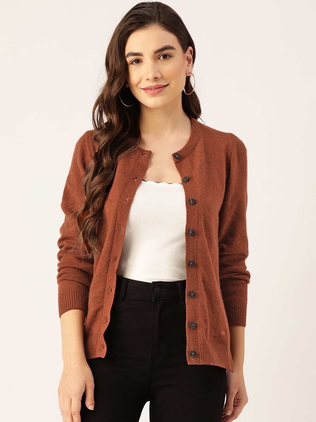 

Monte Carlo Women Brown Solid Woollen Cardigan