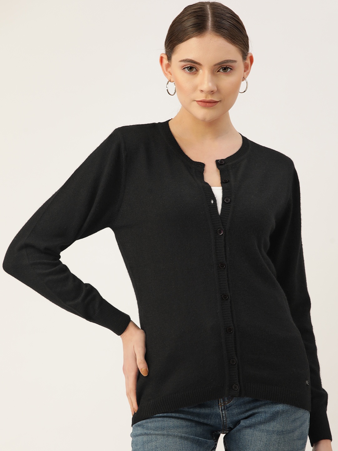 

Monte Carlo Women Black Solid Cardigan