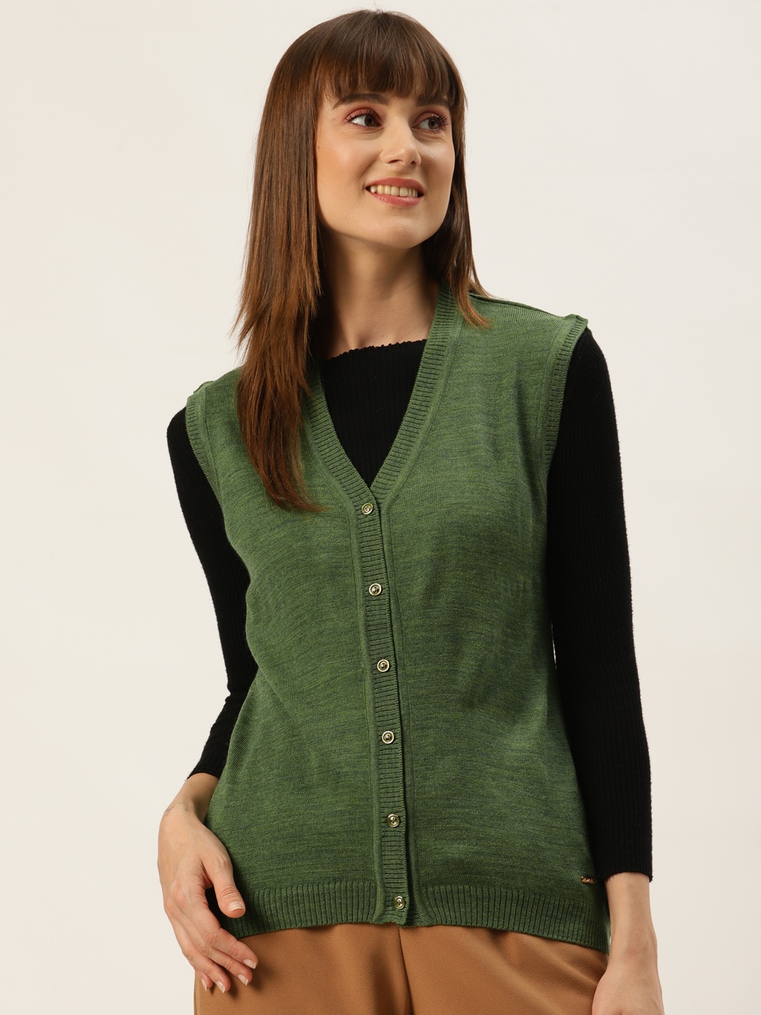 

Monte Carlo Women Green Solid Cardigan