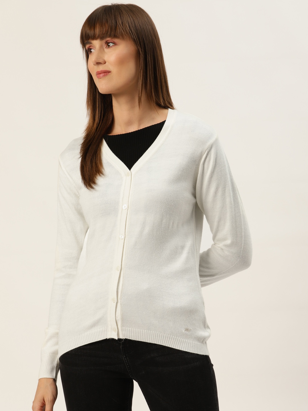 

Monte Carlo Women White Solid Cardigan