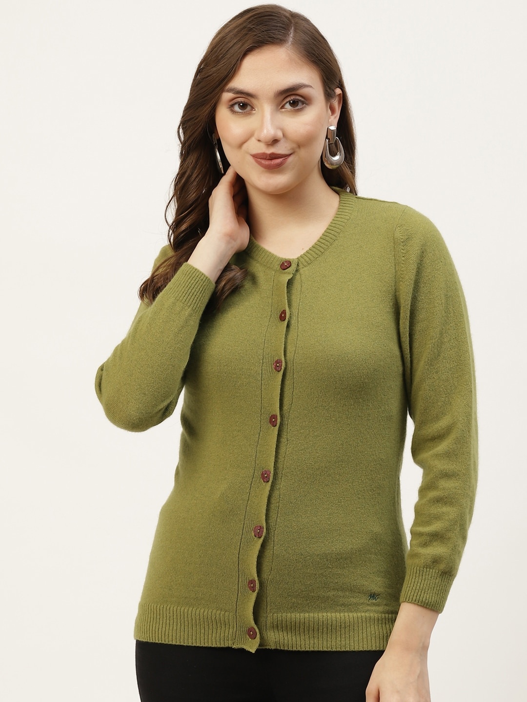 

Monte Carlo Women Olive Green Solid Cardigan