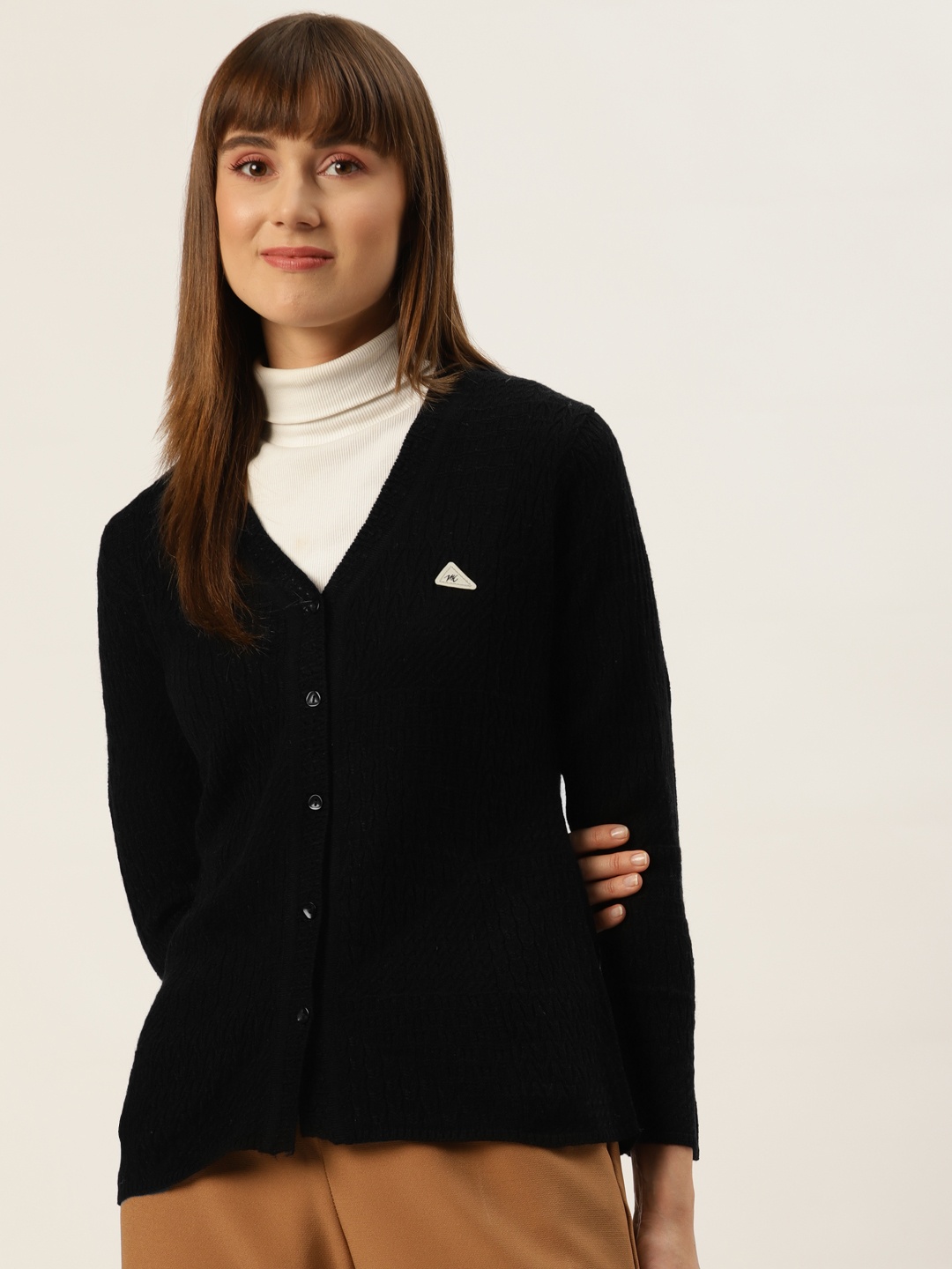 

Monte Carlo Women Black Cable Knit Cardigan