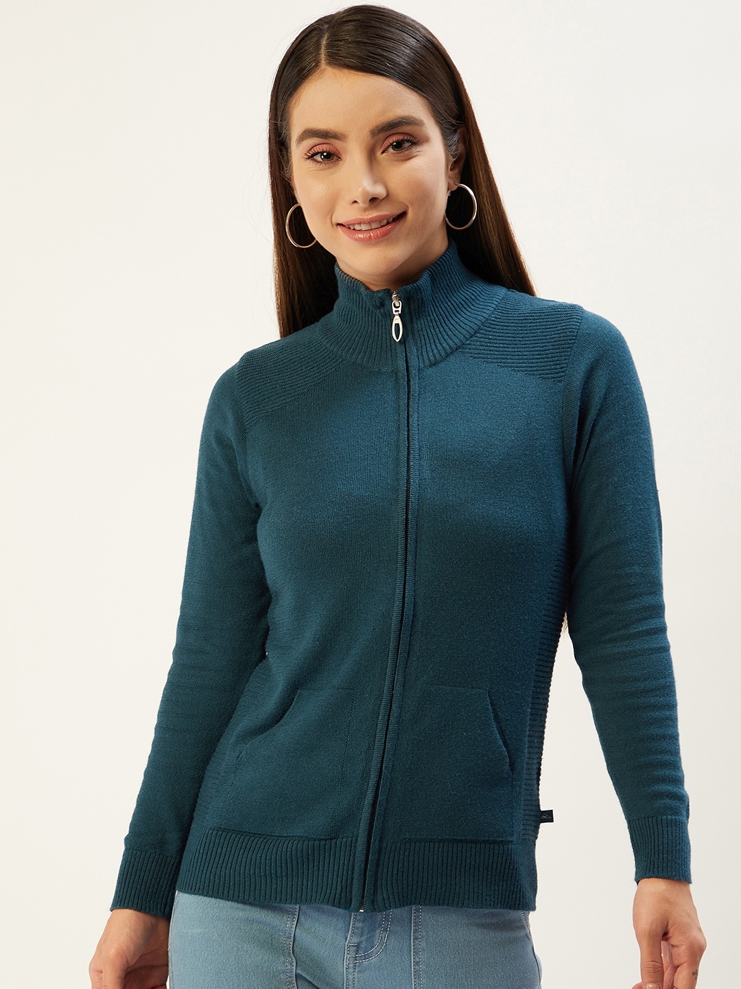 

Monte Carlo Women Teal Blue Solid Cardigan