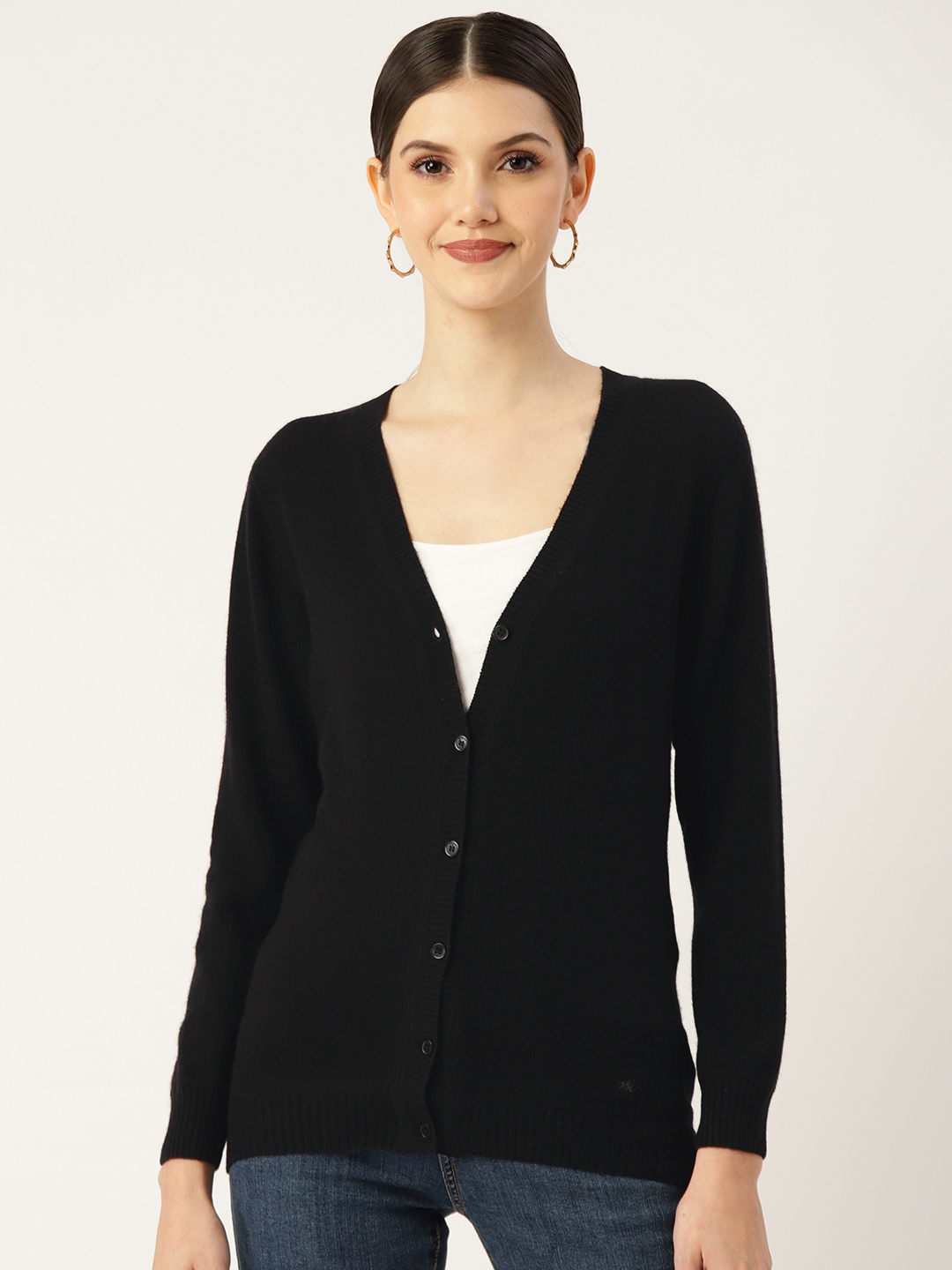 

Monte Carlo Women Black Solid Wool Cardigan