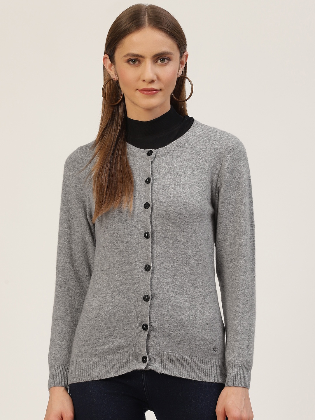 

Monte Carlo Women Grey Melange Solid Cardigan