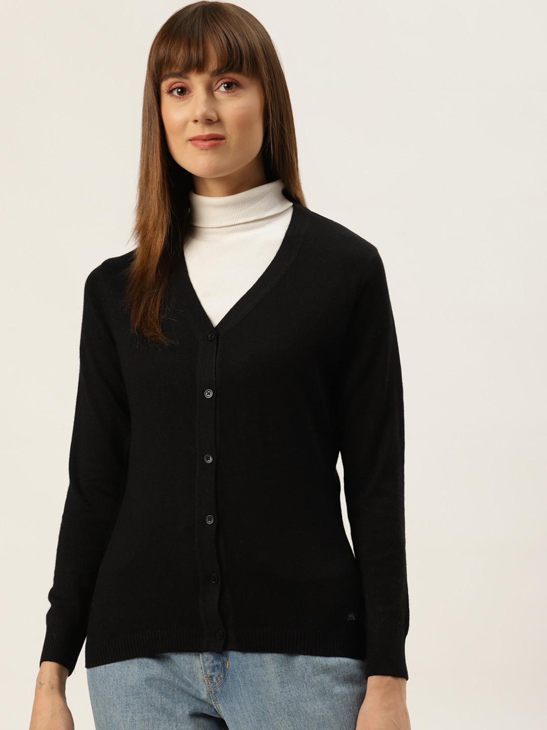 

Monte Carlo Women Black Solid Cardigan