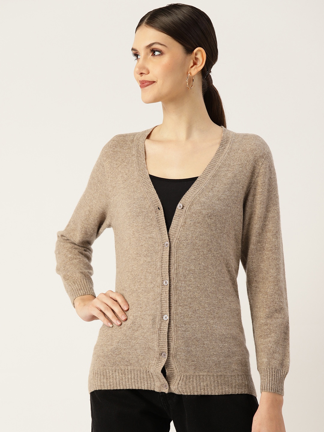 

Monte Carlo Women Beige Solid Wool Cardigan