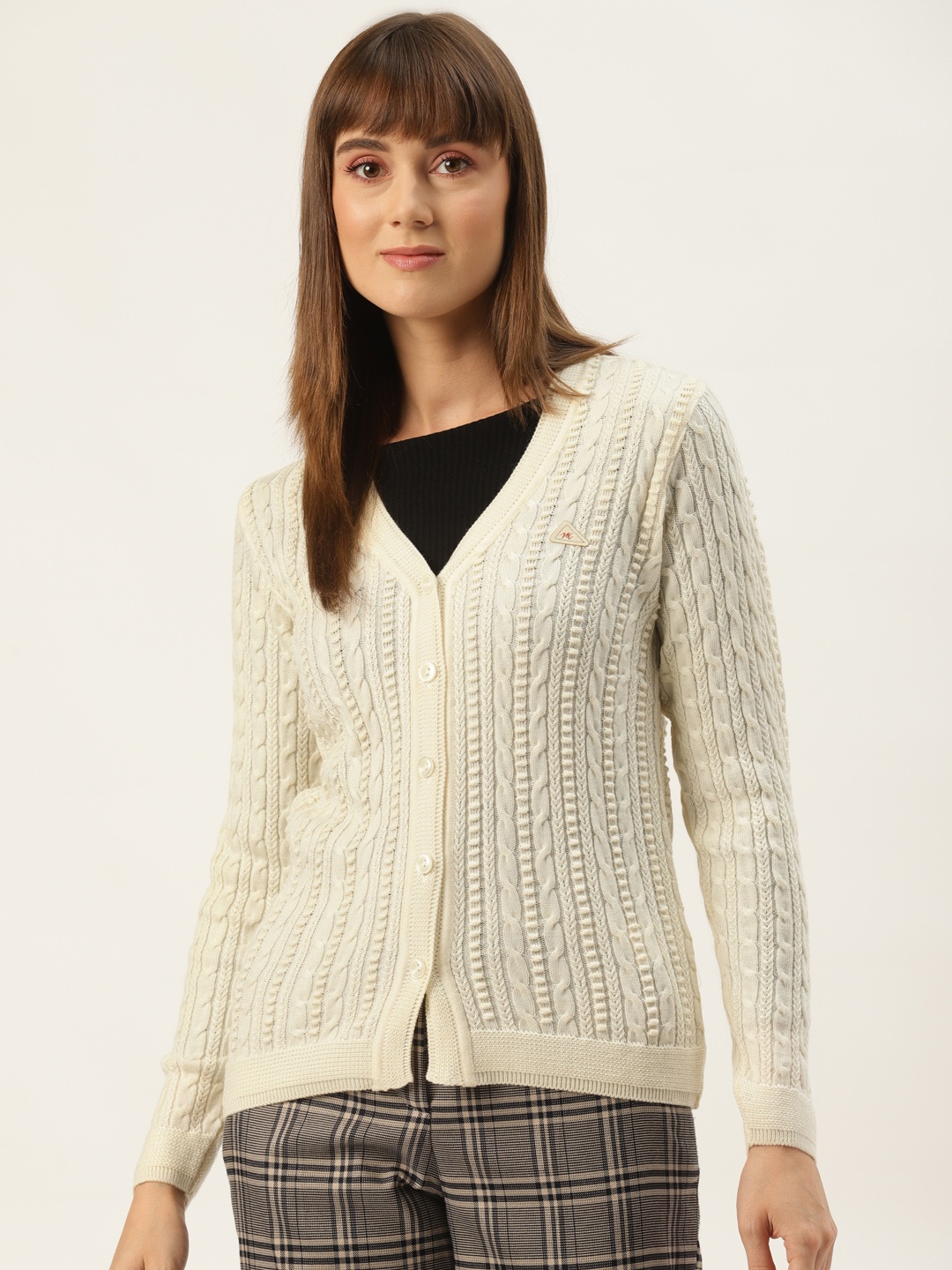 

Monte Carlo Women Off White Striped Cardigan