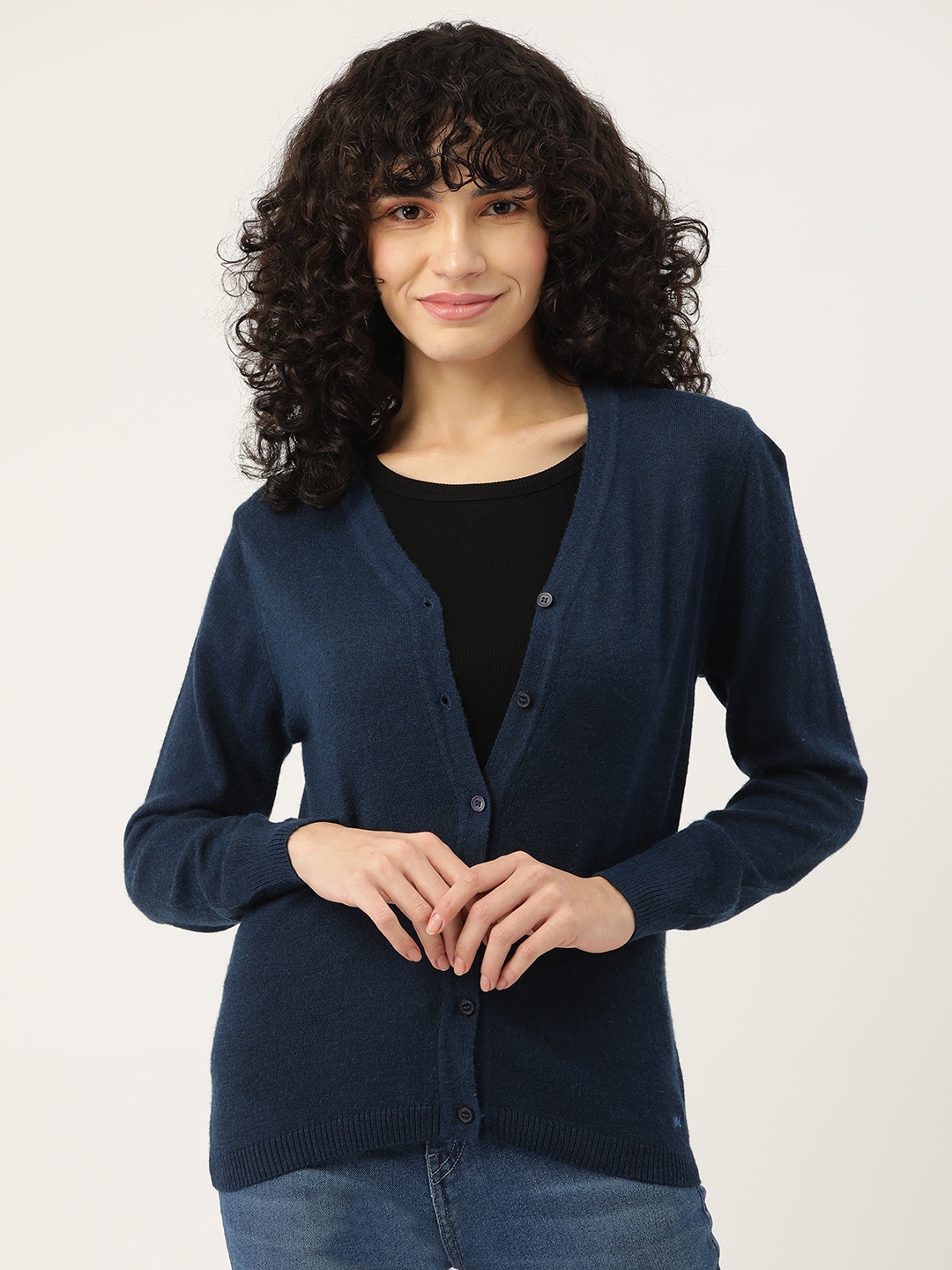 

Monte Carlo Women Navy Blue Solid Cardigan