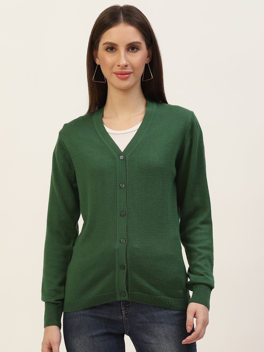 

Monte Carlo Women Green Solid Cardigan