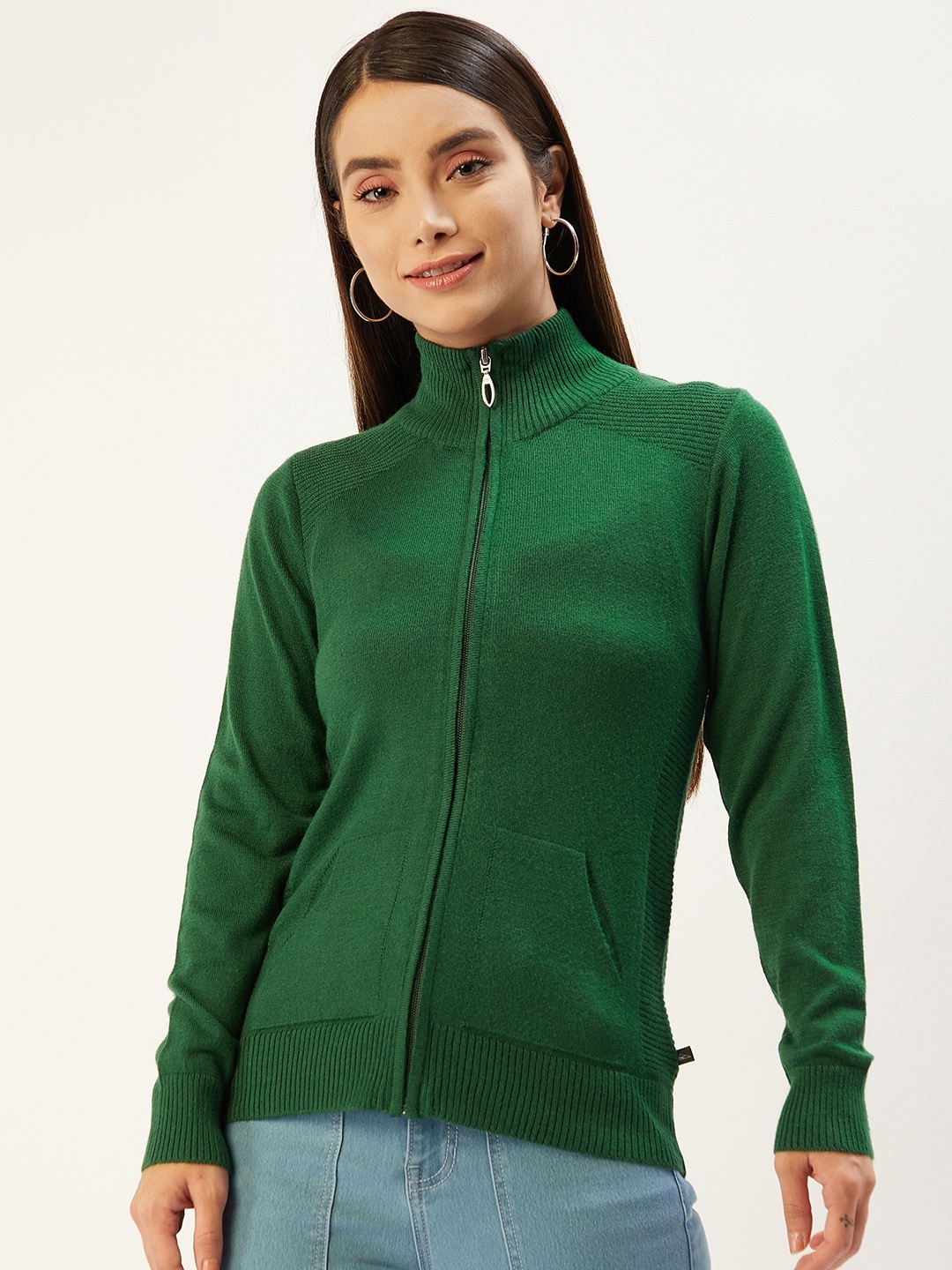 

Monte Carlo Women Green Solid Cardigan