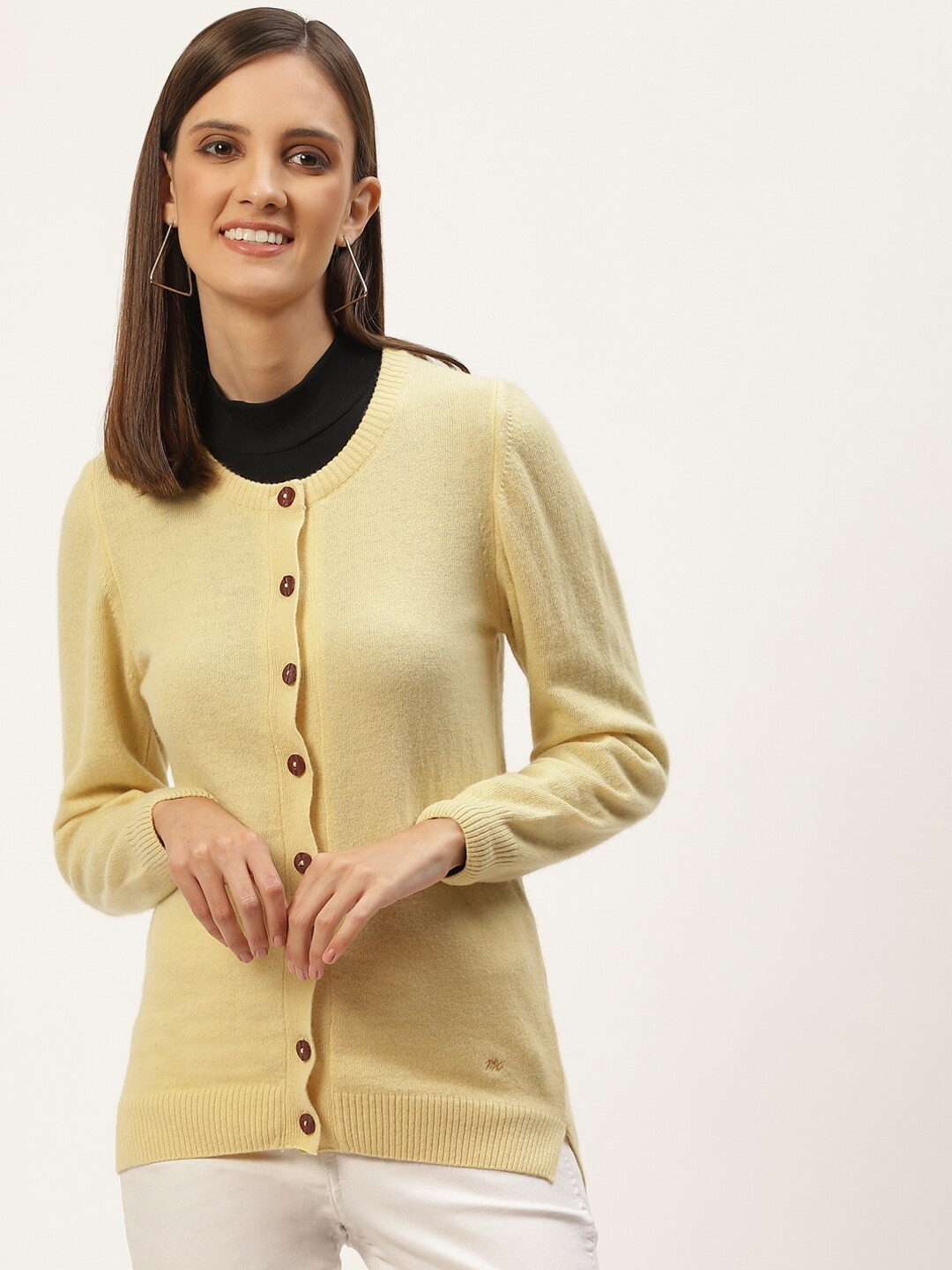 

Monte Carlo Women Yellow Solid Cardigan